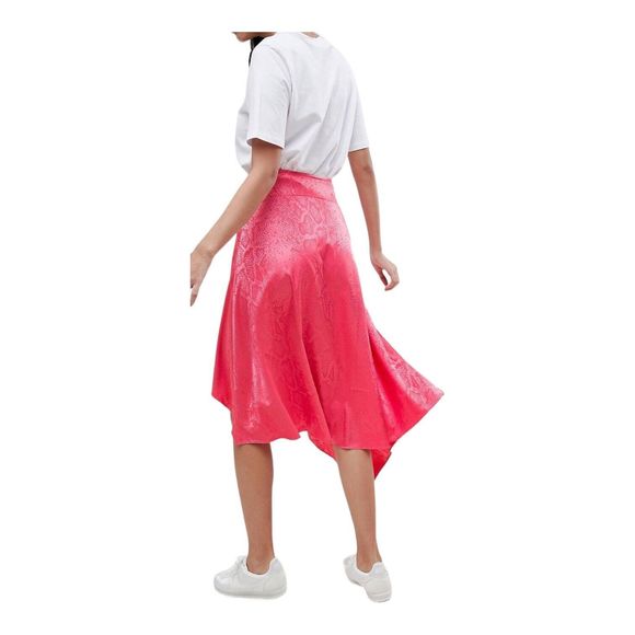New ASOS Design Women's 6 Small Pink Asymmetrical Hem Midi A Line Skirt Snake - Picture 4 of 10